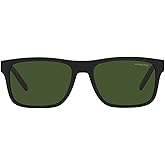 ARNETTE Man Sunglasses Matte Black Frame, Dark Green Lenses, 55MM