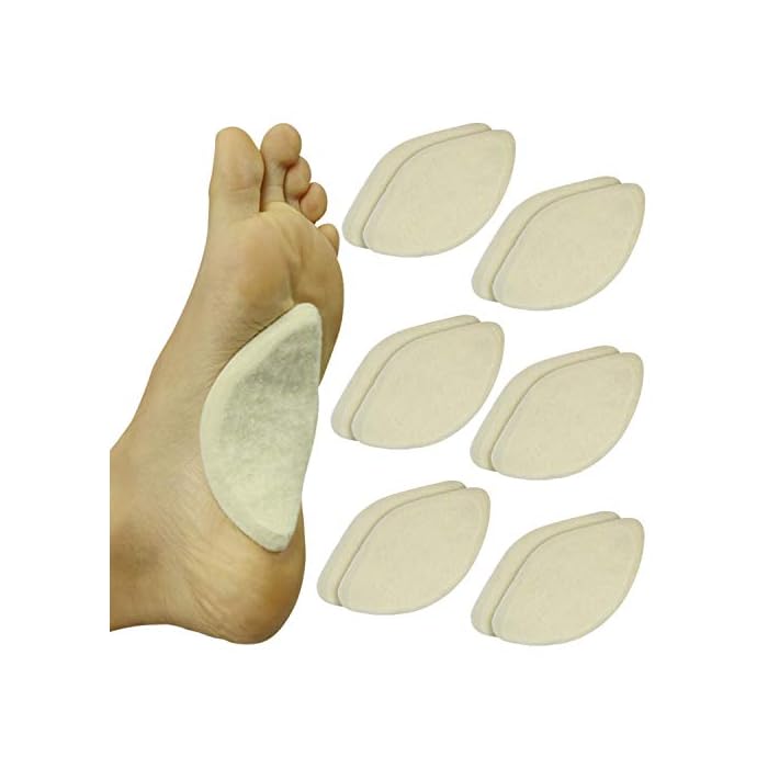 ViveSole Arch Support Pads (12 Pack) Adhesive Felt Foot Insert - Men Women - for Shoes, Sandals, Flip Flops, Boots, High…