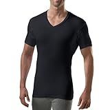 Thompson Tee With Sweat Pads Slim Fit Vneck, Bamboo, Black, Medium