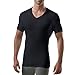Men's Sweatproof Undershirt | V Neck T-Shirt with Underarm Sweat Pads | Slim Fit | Aluminum-Free Alternative | Black | Large