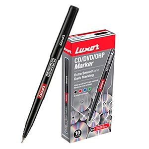 Luxor 1236 CD/DVD/OHP Fine Marker – Black – Box of 10