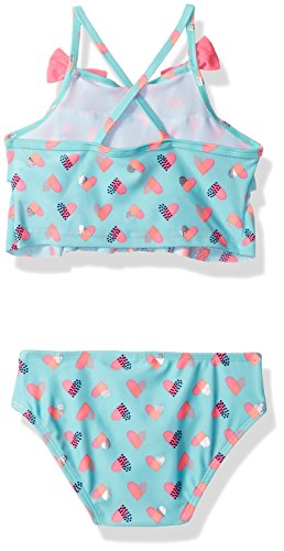 Baby Buns Toddler Girls' Two Piece Heartbreaker Swimsuit Set With Hooded Cover up, Multi, 2T