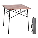 PORTAL Lightweight Aluminum Folding Square Table Roll Up Top 4 People Compact Table with Carry Bag for Camping, Picnic, Backyards, BBQ