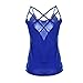 Women's Cute Criss Cross Back Tank Tops Loose Hollow Out Camisole Shirt(Blue,X-Large)