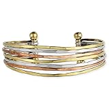 Zad Mixed Metal Hammered Cuff Fashion Bracelet (Goldtone, Copper, Silvertone)