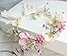 Pearl Flower Crown Floral Garland Headband Flower Halo Headpiece Hair Wreath Boho with Ribbon Wedding Party Photos Festival Pink by Vivivalue