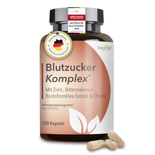 Docvital® Blutzucker Komplex 120 Kapseln Hochdosiert - Unterstützung Des Normalen Blutzuckerspiegels* &Amp; Bei Insulinresistenz - Mit U.a. Ceylon Zimt, Chrom, Magnesium - Deutsches Qualitätsprodukt