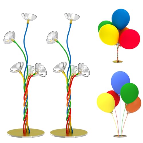 YALLOVE Flexible Balloon Stand Kit Set of 2, Include Latex Balloons, Gold Base