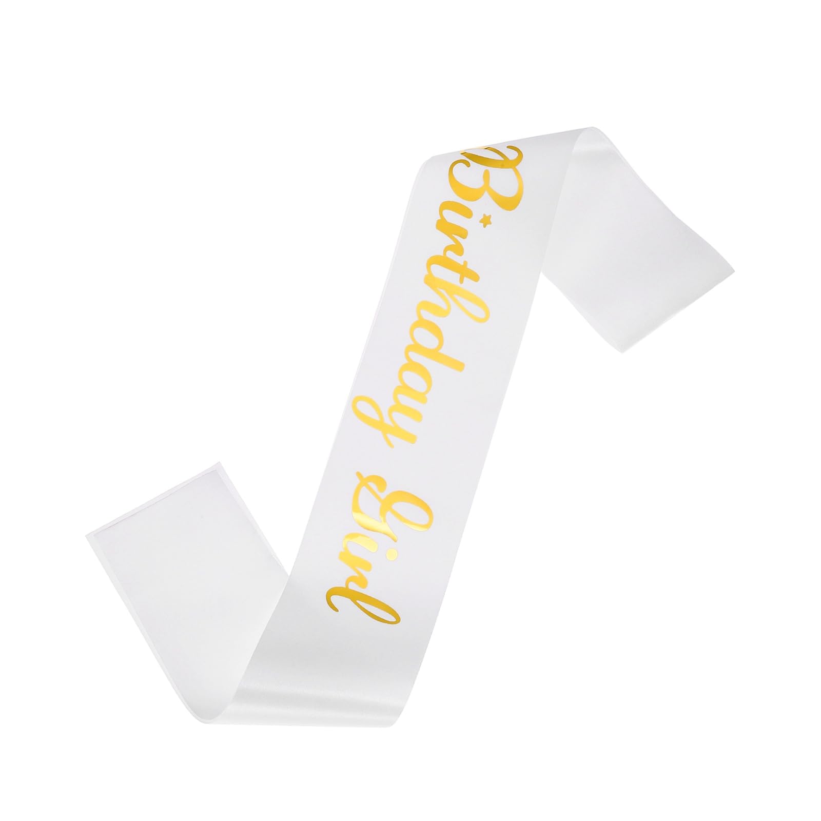 sourcing map Birthday Girls Sash with Pin Gold Sparkle Lettering Party Favors Supplies Decorations Accessories for Women Costume Gifts Sweet Birth Day, White