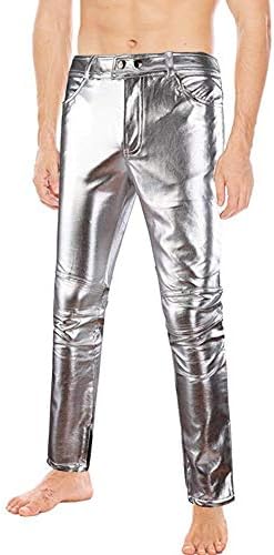 Amor Present Men's Metallic Shiny Clubwear Pants Jeans for Christmas Halloween Parties