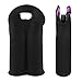 Hipiwe Wine Carrier Tote Bag Two Bottle Insulated Neoprene Wine/Water Bottle Holder for Travel with Secure Carry Handle(2PCS Black)
