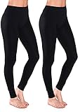 Sofra Women's Full Ankle Length Seamless Leggings (Ankle Length, Black 2 Pack)