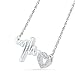 Sterling Silver White Round Diamond HeartBeat necklace (0.03 Cttw)