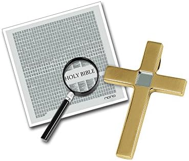 Minikin Jewelry Nano Bible Pendant, Polished Titanium, 18k Gold Plated