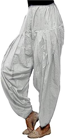 Cotton Kingdom Soft Cotton Women's Maternity Patiala Salwar With Pockets In White (Size XS-10XL)