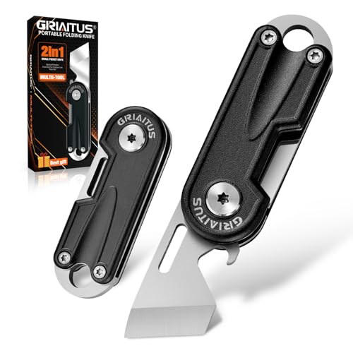 Photo 1 of Multitool Pocket Knife, EDC Folding Knives, Small multitool with Bottle Opener Mini Pry Tool, Gifts for Men Dad Everyday Carry (black)