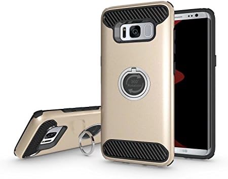 Galaxy S8 Case,Shockproof Protection Armor Cover with 360 Degree Rotating Ring Grip Holder Kickstand for Samsung Galaxy S8(Golden)