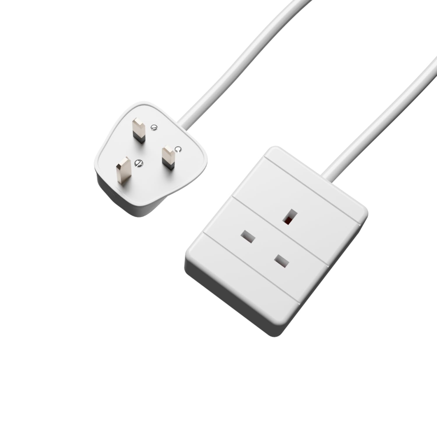 rhinocables - Extension Cord Power Cable | 20m Long Reach | 13amp Single Socket | BS1363/A Safety Compliant | UK Pin Plug | Suitable for Home & Office Use, White, 20m