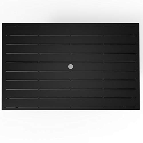 Ulax furniture Outdoor Patio Rectangular Slatted Dining Table with Umbrella Hole, Classic Black