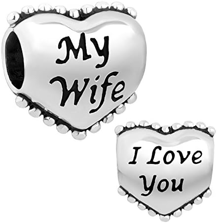 Sug Jasmin I Love You My Wife Charm Heart Beads For Bracelets