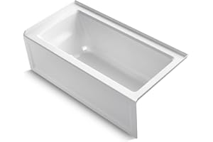 KOHLER K-1946-RA-0 Alcove Bath with Integral Apron, Tile Flange and Right Hand Drain, 60" X 30", White