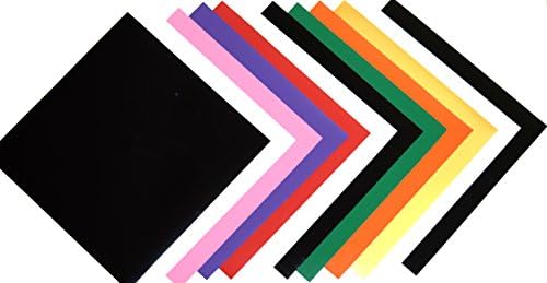SpotDeals4u PU flex Heat Transfer Vinyl (HTV) for T Shirts garments bags and other fabrics - 12 Sheets 9.8" X 9.8"-Assorted colors-White,Black,Red,Green,Orange,Purple,Pink and Gold-Iron on Vinyl