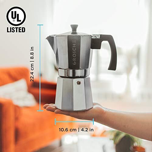 GROSCHE Milano Stovetop Espresso Maker Moka Pot 9 espresso cup, 15.2 oz