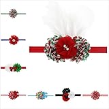 Yunko 8pcs Christmas Baby Girl's Elastic Headbands Bow Princess Hairband, Green Red and White