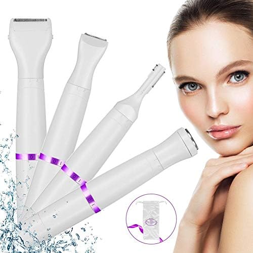 Facial Hair Removal, Women Facial Hair Remover, Painless Flawless Ladies Electric Shaver, Rechargeable Bikini Trimmer, 4 in 1 Waterproof Women Hair Remover for Cheeks, Body, and Eyebrows