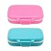 Meta-U Small Pill Box Supplement Case for Pocket or Purse - 3 Removable Compartments Travel Medication Carry Case - Daily Vitamin Organizer Box (Pink+Blue)