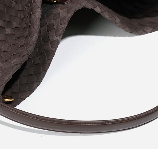 Woven Suede Shoulder Bag for Women Suede Hobo Bag Tote Elegant Handbag Satchel for Work Travel