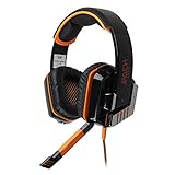 HIGHOT EACH G8000 Professional 3.5mm Stereo Gaming Headset Headphone with Microphone & LED Lighting for PC MAC Laptop (Orange + Black)