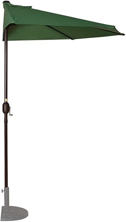 Amazon Com Sundale Outdoor 9 Feet Steel Half Umbrella Table Market Patio Umbrella With Crank And Strap For Garden Deck Backyard Pool 5 Steel Ribs 100 Polyester Canopy Dark Green Garden Outdoor