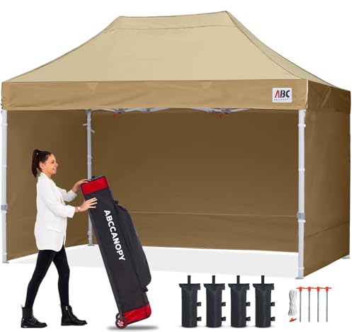 ABCCANOPY Faltpavillon 3x4.5 Wasserdicht mit Seitenteilen UV+,Beige