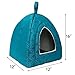 Hollypet Self-Warming 2 in 1 Foldable Comfortable Triangle Cat Bed Tent House, Blue