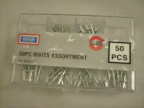 50 assorted Rivits, in clear sectioned storage case, 60987 by Rolson Tools