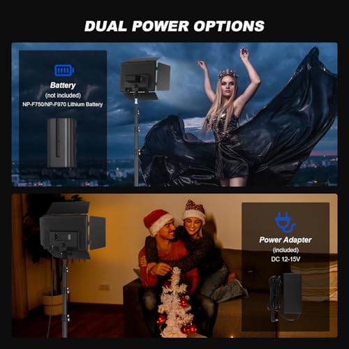 Soonpho 2-Pack LED Panel Light Video Barn Door 2800-6500K Adjustable Light 20W Photography Studio Lighting with 1.6m Stand and Mobile Phone Holder for Youtube Live Streaming