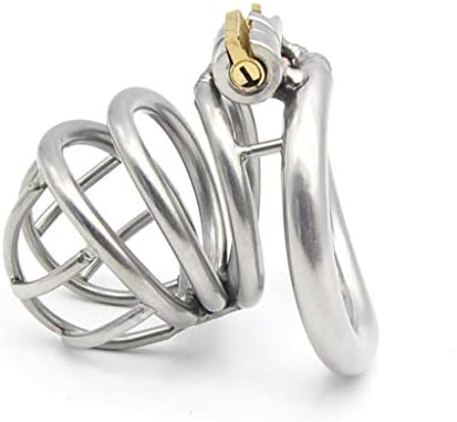 LXL Yoga mat Stainless Steel ChastÃty Cage Metal Sleek Curved Snap Ring Device Toy, Suitable for Male Use T Shirt (Size : 40mm)