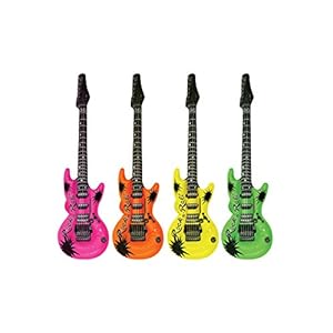 HENBRANDT-Inflatable-Guitar-1-Assorted-colour Henbrandt Inflatable Guitar 106cm Blow Up Rock Star Pop Star Toys Fancy Dress Accessory Hen Party Accessories Summer Fun…
