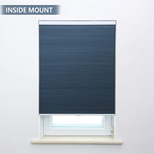 SBARTAR Blackout Cellular Shades Cordless Honeycomb Blinds for Windows Inside & Outside Mount 31" W x 64" H, Ocean Blue(Blackout)