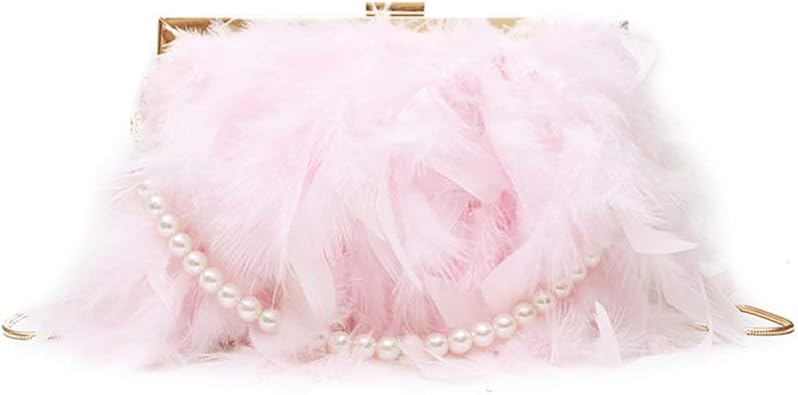 white feather clutch bag
