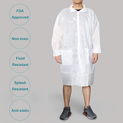 Reliancer 10 Pack Disposable Lab Coats Professional SMS Kneelength