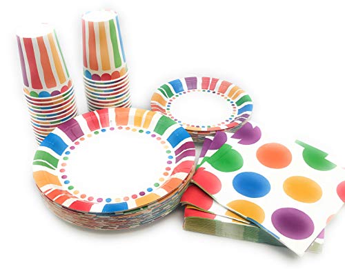 2 Serves+Rainbow+Dessert+Plates+Napkins