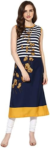 Vaamsi Women's Indian Tunic Top Crepe Kurti(PK1389_Navy Blue_L)