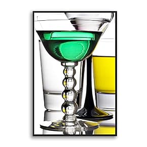 Framed Canvas Wall Art Wine Glass Canvas Prints Home Artwork Decoration for Living Room,Bedroom - 16x24 inches