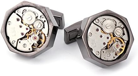 Wivily Steampunk Vintage Men's Cufflinks Watch Movement Wedding Party Cuff Links Gifts