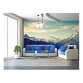 New Zealand Scenic Mountain Landscape Shot at Mount Cook National Park. - Removable Wall Mural | Self-Adhesive Large Wallpaper - 66x96 inches
