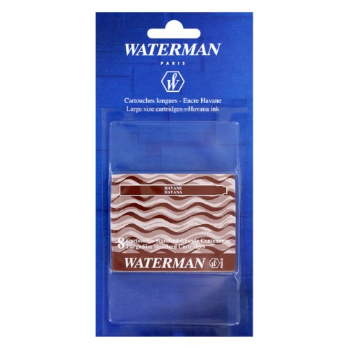 Waterman Standard Fountain Pen Ink Cartridges, Pack of 8 (Havana Brown)
