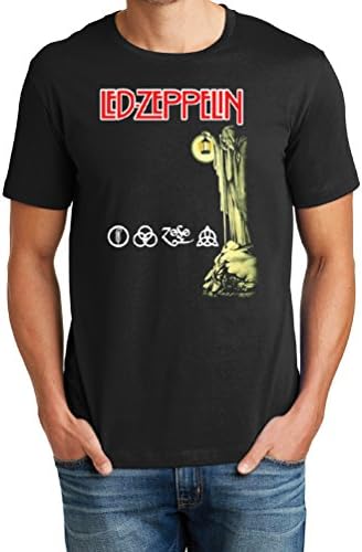 Mens Soft Cotton Lep Zeppelin Latern Man Graphic Tee, Black, Small