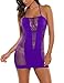 Avidlove Womens Lingerie Fishnet Badydoll Mesh Stretch Chemise Purple one size fit most